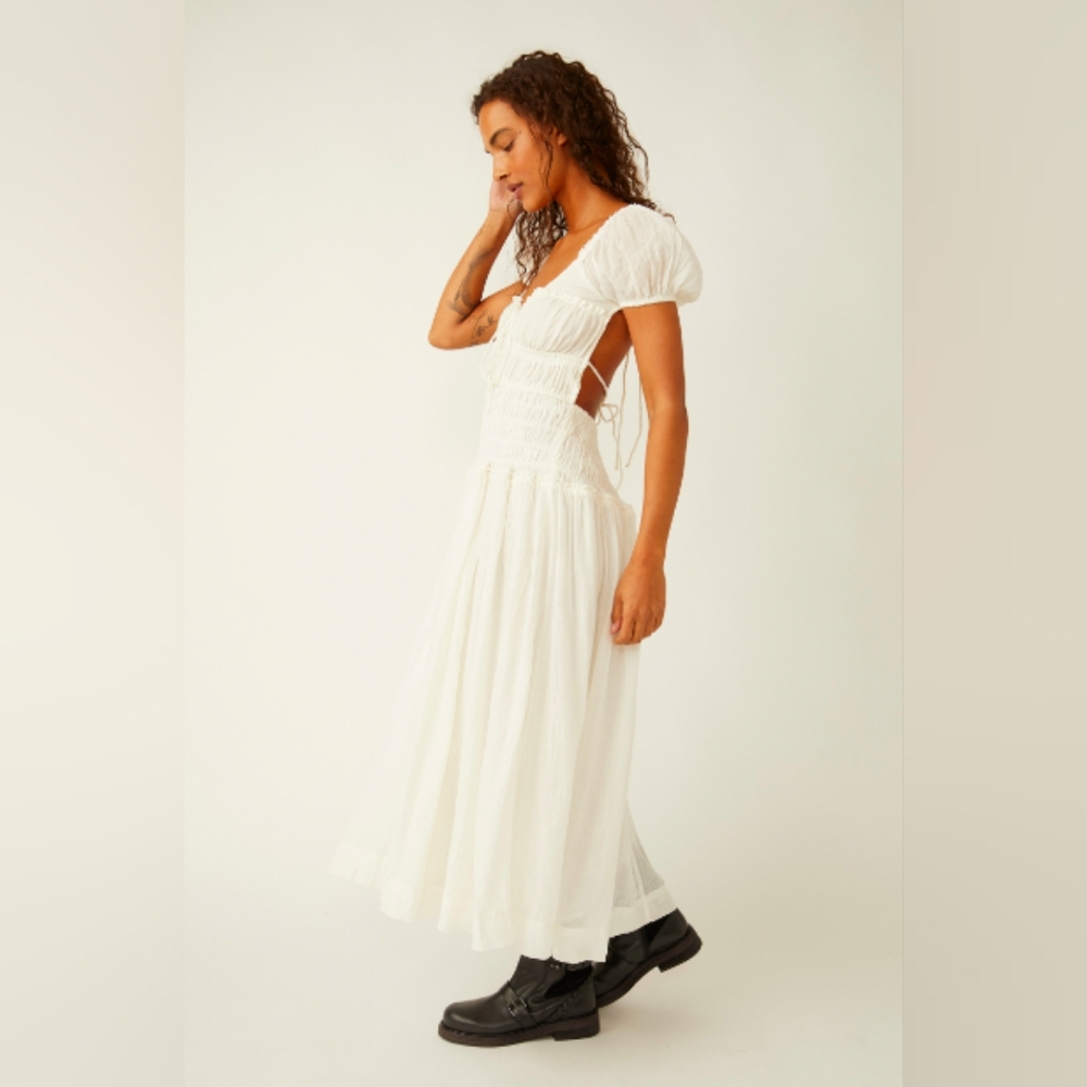 Free People White Midi Puff Sleeve Maxi Dress - Picture 5 of 12